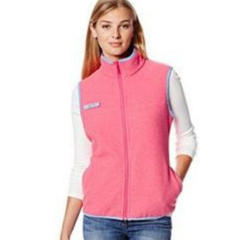 Columbia Fleece Vest Zipper Pockets EUC